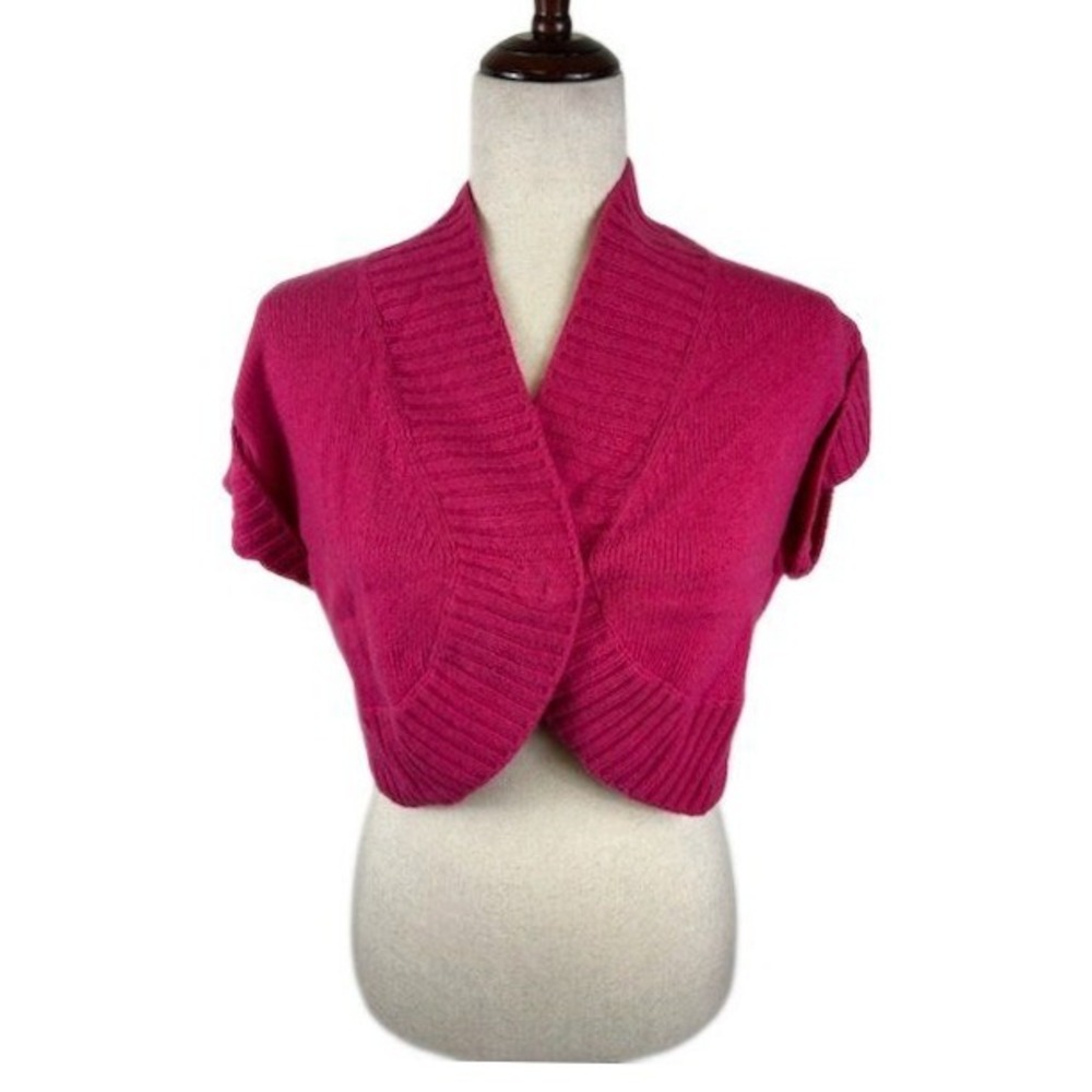Love Moschino Hot Pink Wool Cropped Shrug Cardigan Sweater Women's Size 44 US 8